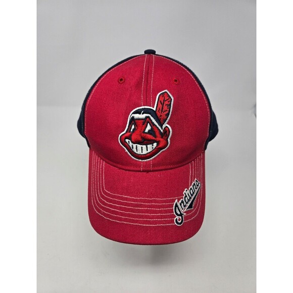CLEVELAND INDIANS CHEIF WAHOO RED & NAVY BLUE 100% COTTON BASEBALL HAT UNISEX OS - Picture 1 of 12